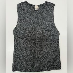 A New Day Black & Silver Metallic Sleeveless Knit Top - Size S